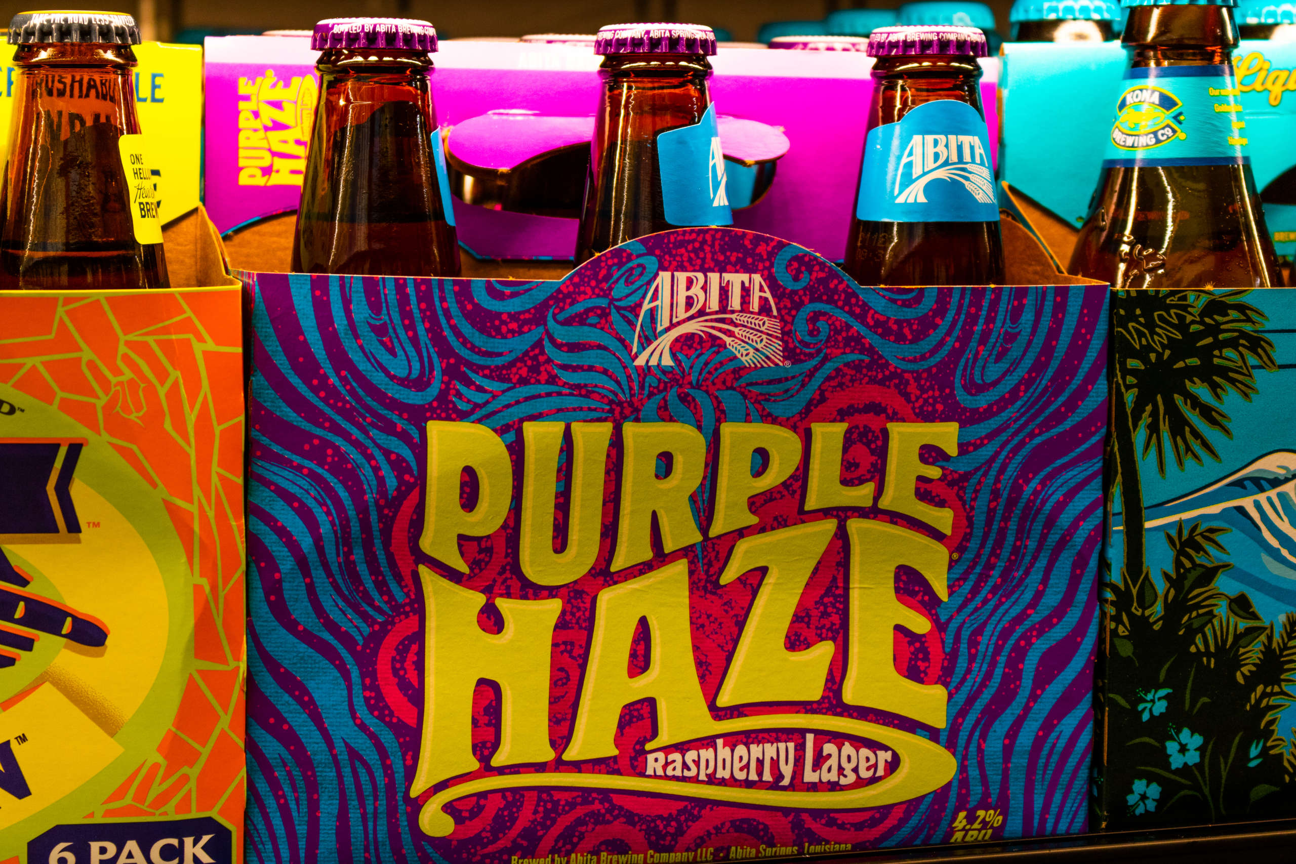 A case of Purple Haze Rasberry Lager.