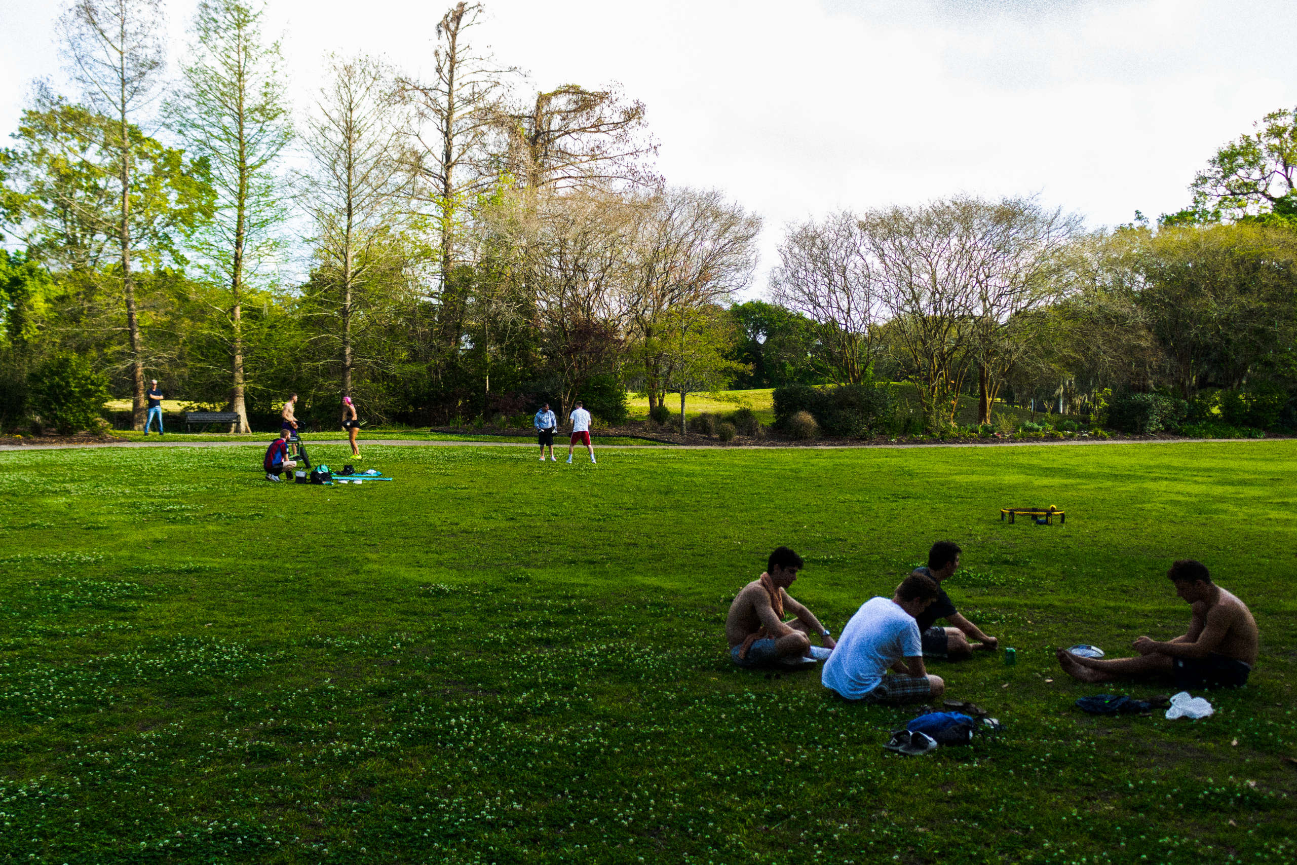 A group of people spending time in the park.
