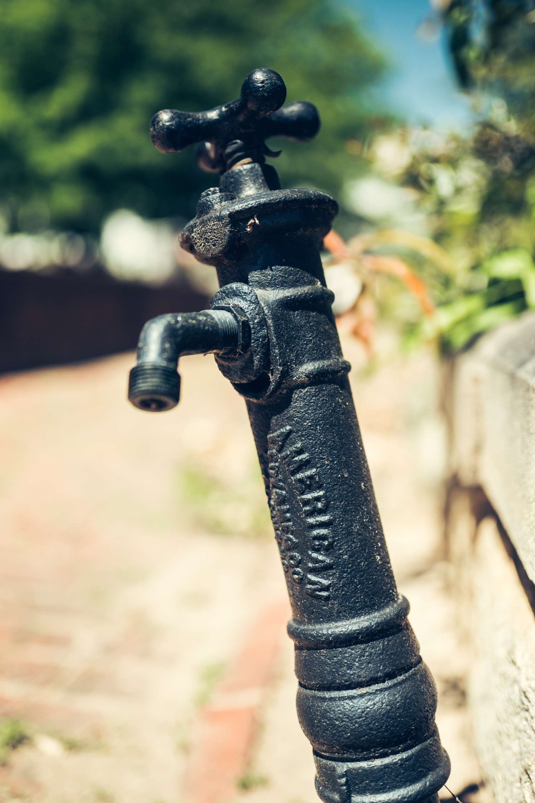 A black water faucet.