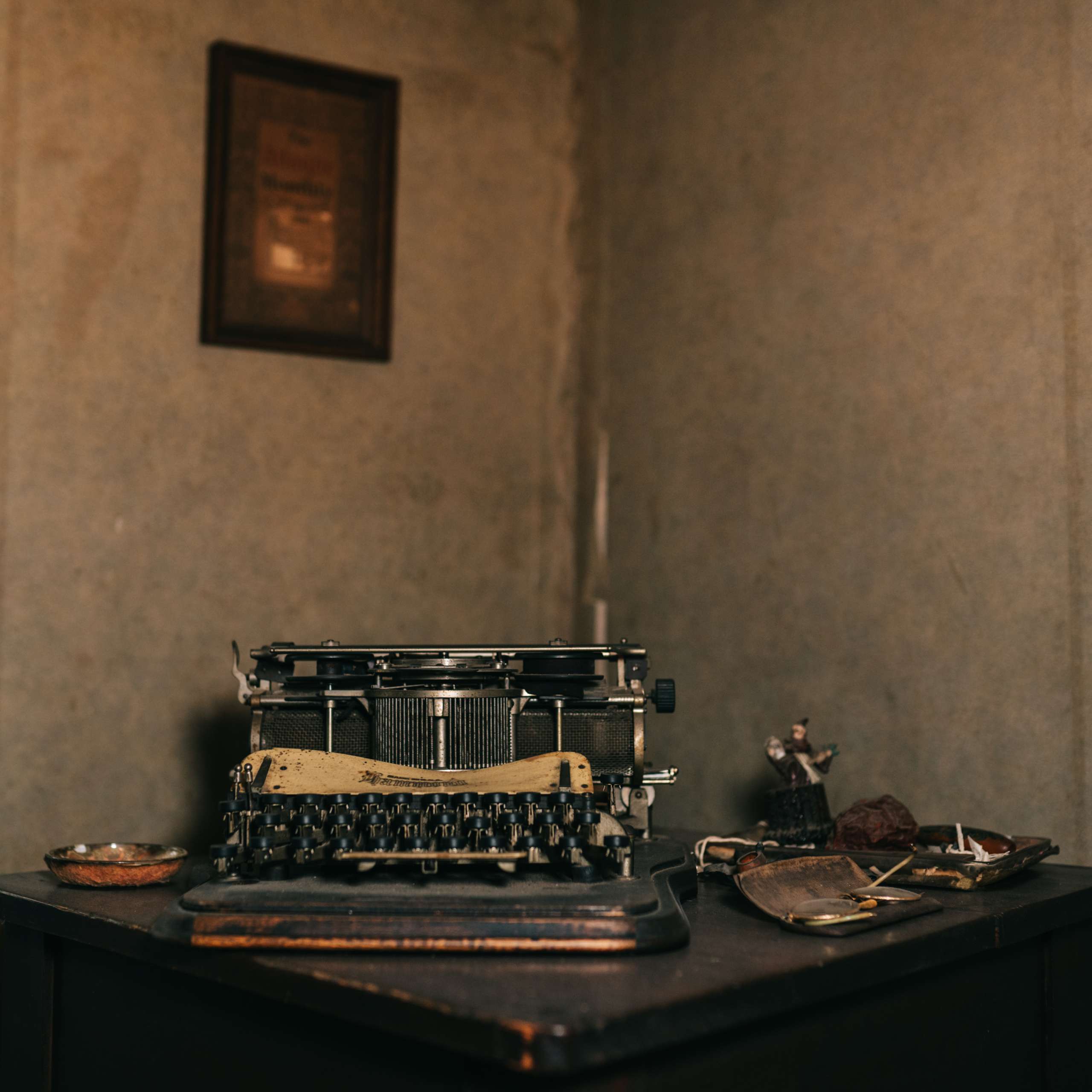 Vintage typewriter on desk.