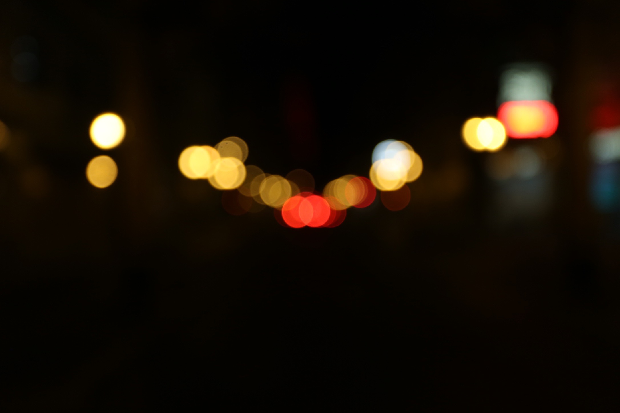 Blurred lights in the dark.